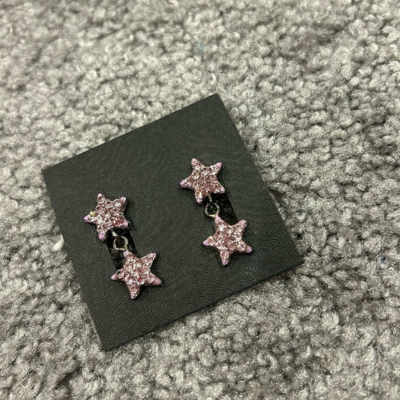 Vintage Light Lavender Crystal Pavé Star Earrings-Boutique - Picture 3 of 8